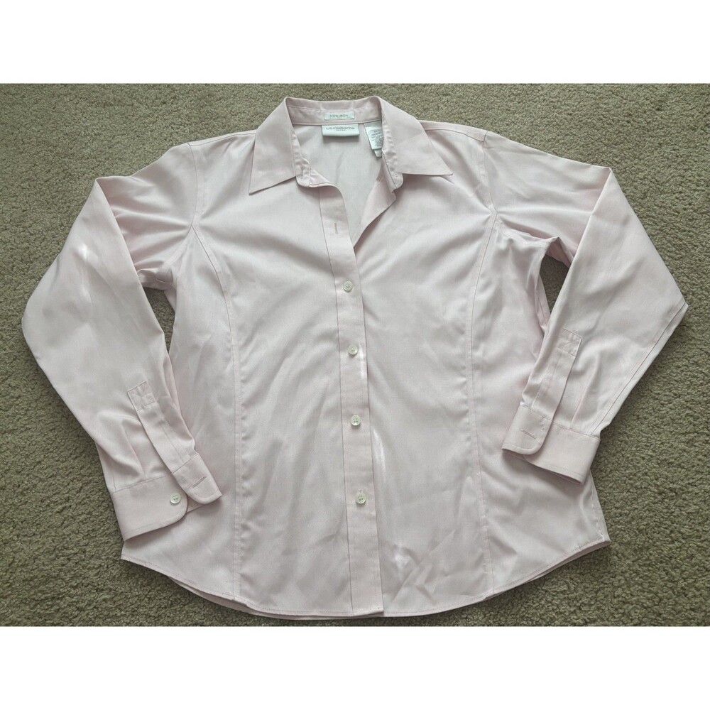 Liz Claiborne Lt Pink Academia Non Iron Button Up Top Women 6P Office Career